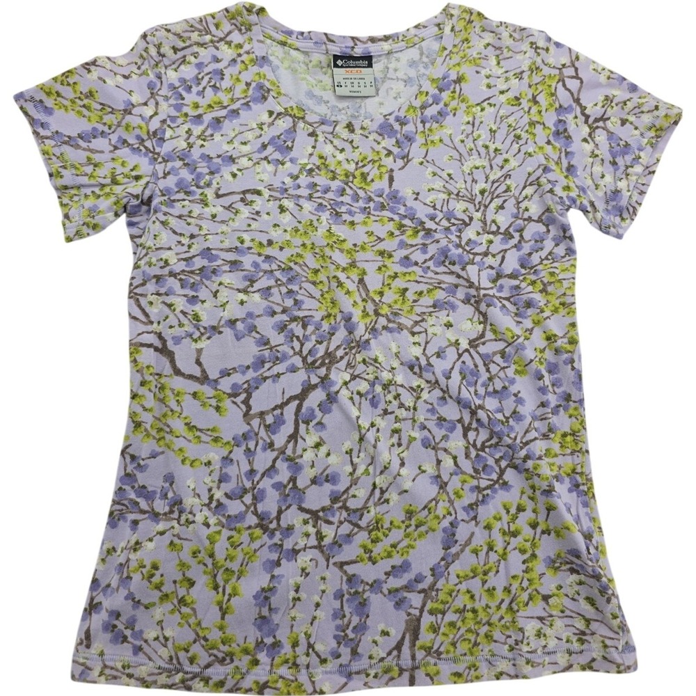 Columbia X.C.O. Women's Floral T-Shirt Purple Green Short Sleeve Size Medium